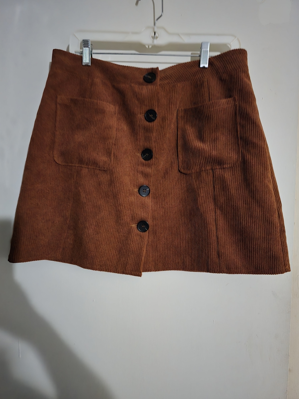 Source Unknown Rust Brown Corduroy Button-Front Mini Skirt